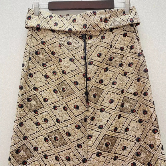 Vintage - Gold Silver Thread Jacquard Pattern Maxi Skirt - Picture 4 of 7